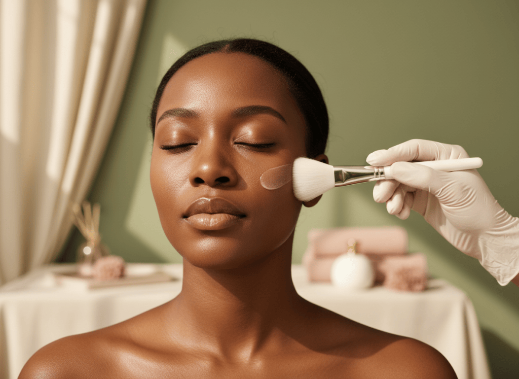 Tratamiento de skincare en un spa sereno.